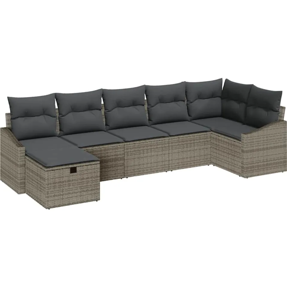 vidaXL Bankstel 7 st Grijs poly rattan