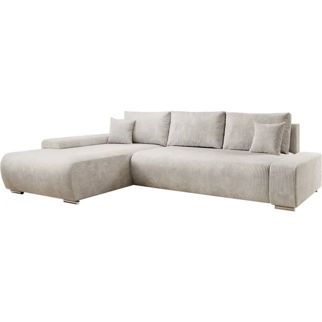 Juskys Hoekbank / Zitbank / Slaapbank Iseo - L-Vorm - 260 x 180 x 81 cm - Beige - Incl. Kussens