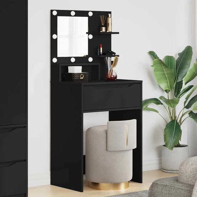 vidaXL Slaapkamer Kaptafels Zwart 60 x 39,5 x 135 cm Bewerkt hout, foto 2
