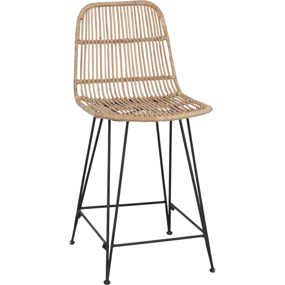 vidaXL Barkruk 2 st Naturel 44 x 54 x 96 cm Rattan en staal, foto 3