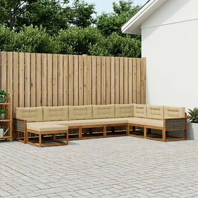 vidaXL Buiten bankenset 8 st 8-zits Natuurlijk en Beige