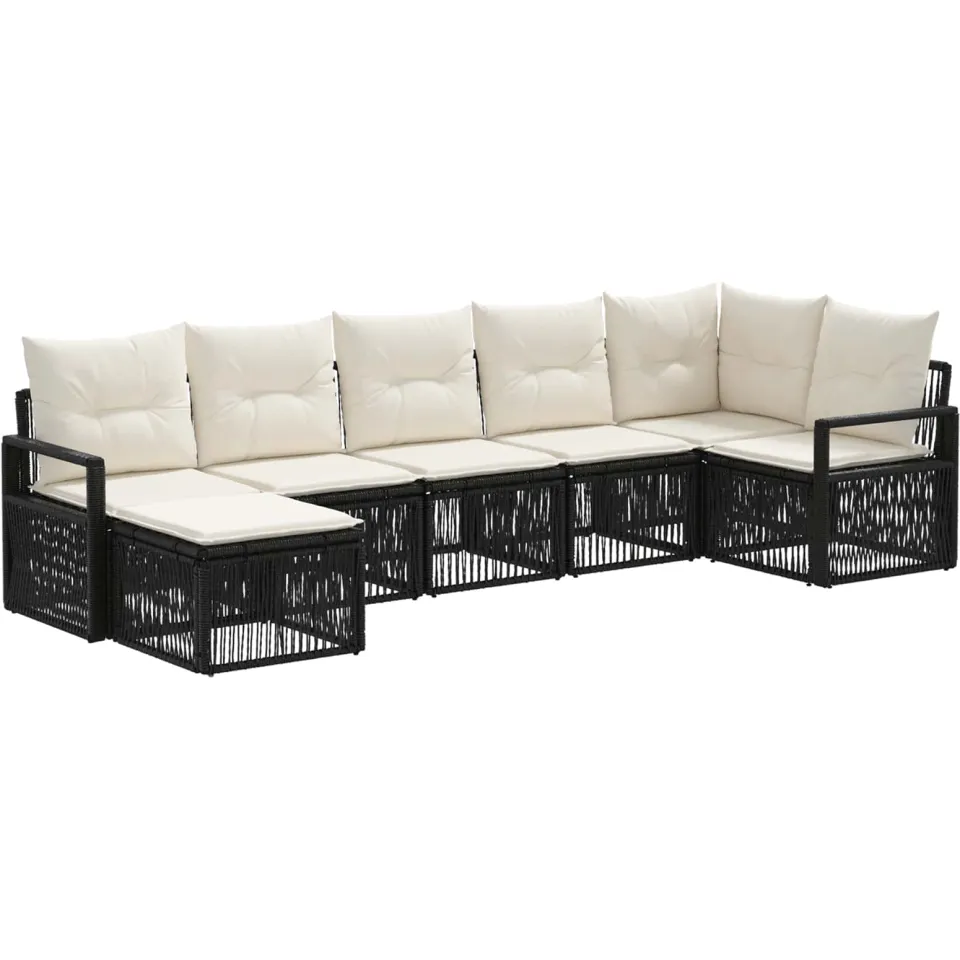 vidaXL Tuinbankenset 7 st 7-zits Zwart poly rattan, foto 3
