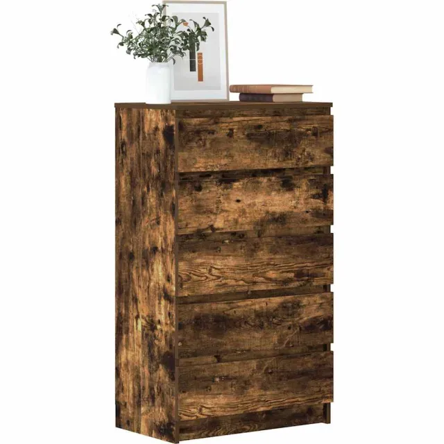 vidaXL Ladekast 60x36x103 cm bewerkt hout gerookt eikenkleurig Bruin