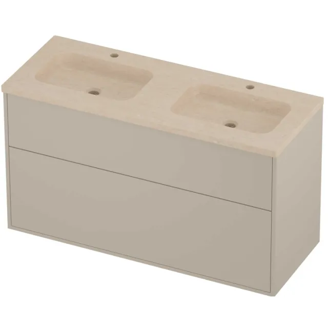 Proline Rollo Badmeubelset Hardsteen Elegant 2 Kraangaten 120x46x67 cm Sand Stone Soft Linen Beige