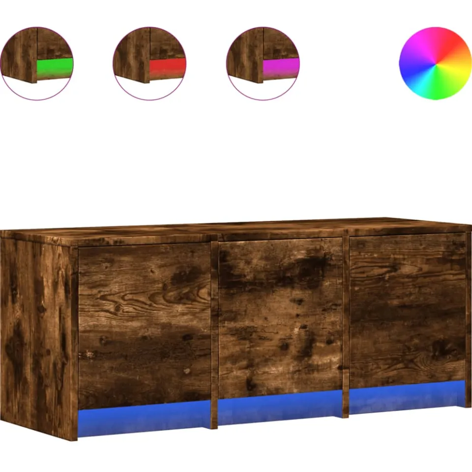 vidaXL Tv-meubel met LED 97x34x40 cm bewerkt hout gerookt eikenkleur, foto 3