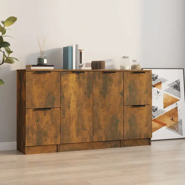 vidaXL Dressoirs 3 st bewerkt hout gerookt eikenkleurig, foto 2
