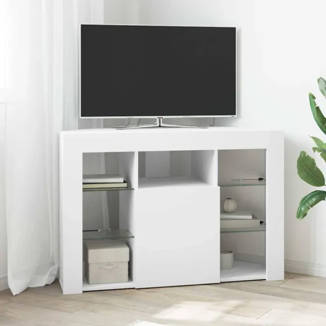 vidaXL Hoek LED TV Kast 100x40x68cm Wit Bewerkt hout, foto 2