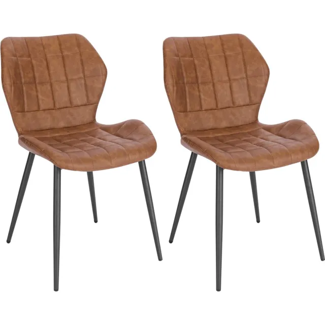 KAMYRA Kunstlederen Eetkamerstoelen - Eetkamerstoel - Stijlvol, Ergonomisch & Comfortabel - Set van 2 - Lichtbruin