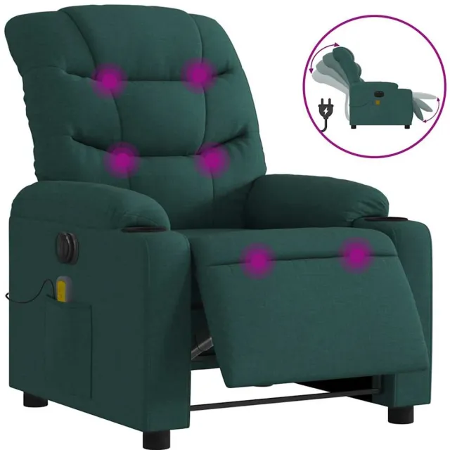 vidaXL Massagestoel - elektrisch - verstelbaar - stof - donkergroen