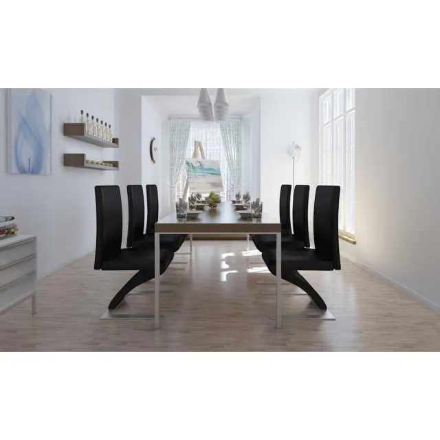 vidaXL Eetkamerstoelen 6 st kunstleer zwart