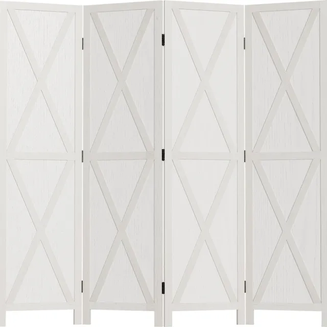 Homcom Privacy Screen - Paulowniahout - 182x170x1,8cm - Wit