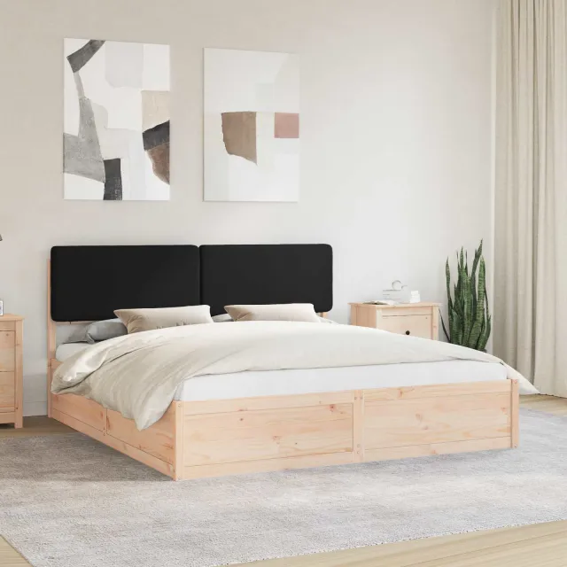 vidaXL Bedframe met Gevoerd Hoofdgedeelte Zwart 200 x 200 cm