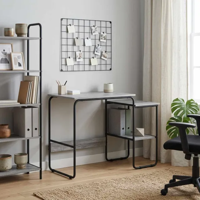 vidaXL Bureau met opbergruimte Grijs Sonoma 100 x 50 x 75 cm, foto 2