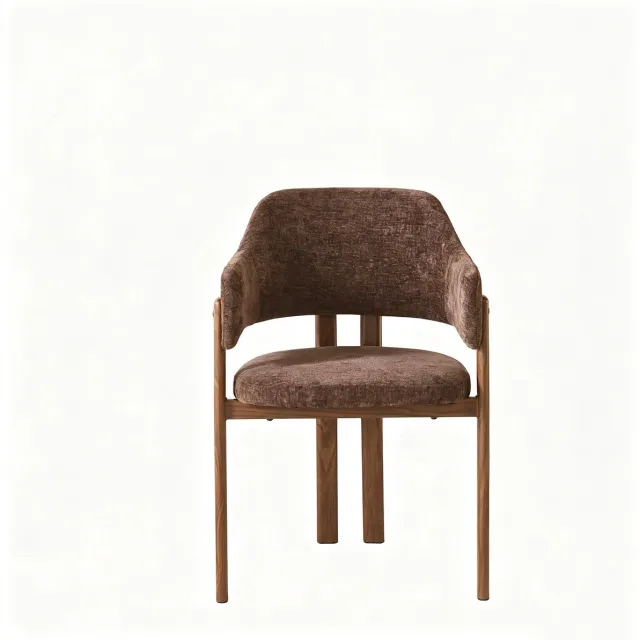 Lizzely Garden & Living SET DEAL 4 stuks: Eetkamerstoel Japandi donkerbruin velvet walnoot poten Bjorn japanse eetstoel minimalistisch zetel