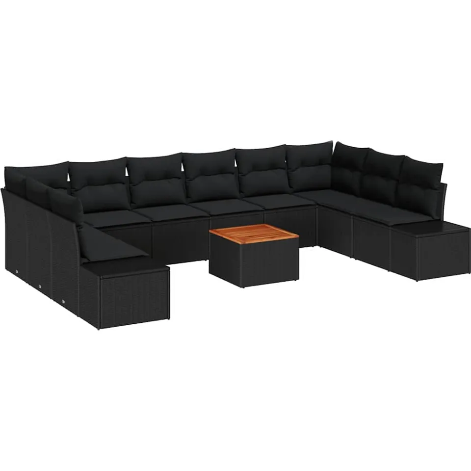 vidaXL Tuin Sofa Set 11 st Zwart