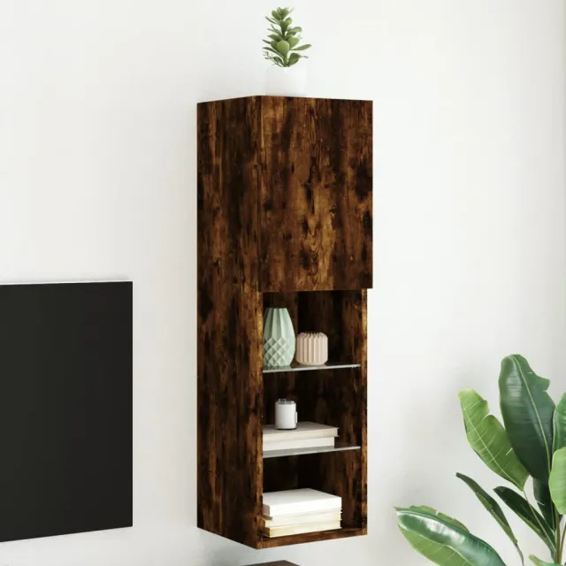vidaXL Tv-meubel LED-verlichting 30,5x30x102 cm gerookt eikenkleurig, foto 2