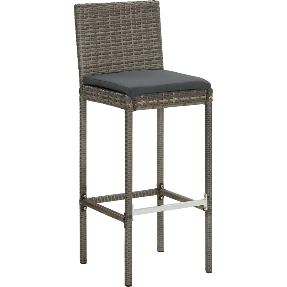 vidaXL 3-delige Tuinbarset massief acaciahout en poly rattan grijs, foto 4