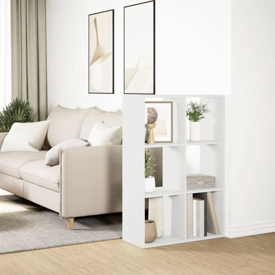 vidaXL Kamerscherm / boekenkast 69,5x29x103,5 cm bewerkt hout wit, foto 4
