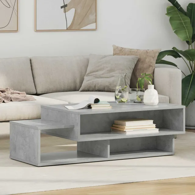 vidaXL Salontafel Beton Grijs 105 x 50 x 32,5 cm Bewerkt hout, foto 2