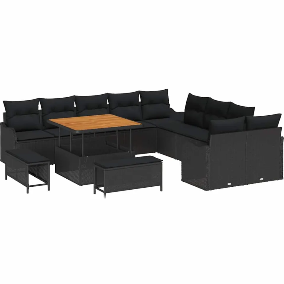 vidaXL Tuin Sofa Set 13 st Zwart poly rattan