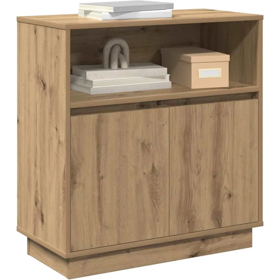 vidaXL LED Sideboard Artisan Eiken 71 x 34,5 x 75 cm Bewerkt hout Bruin
