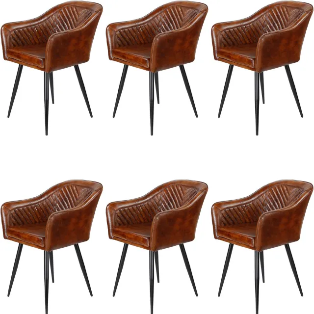 Casa Moro Leren fauteuil bruin – armstoel van echt leer - Eetkamerstoel Ledersessel Braun