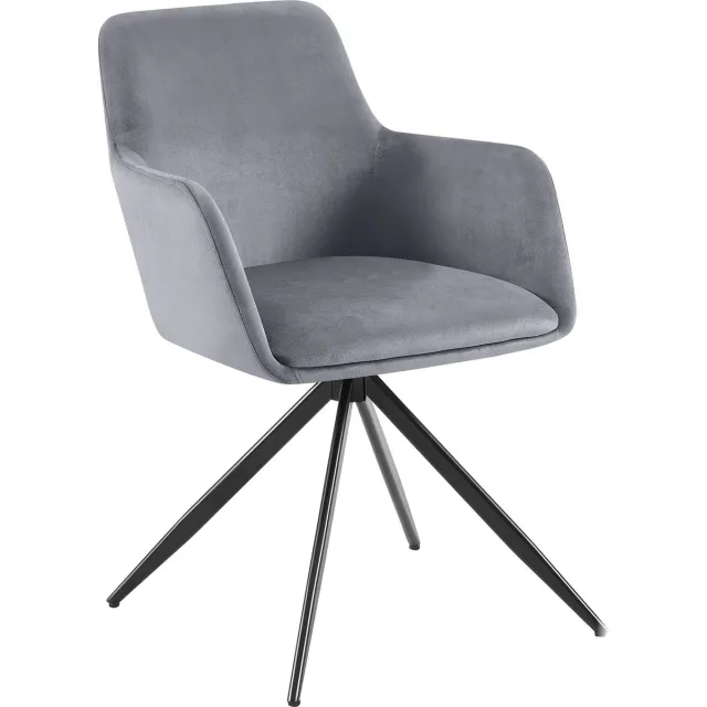 CLP Olema Eetkamerstoel - Draaibaar - Met armleuning - Metalen frame - Velvet - Fluweel - donkergrijs