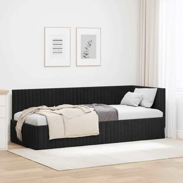 vidaXL Hoekbedframe Zwart 80 x 200 cm fluweel