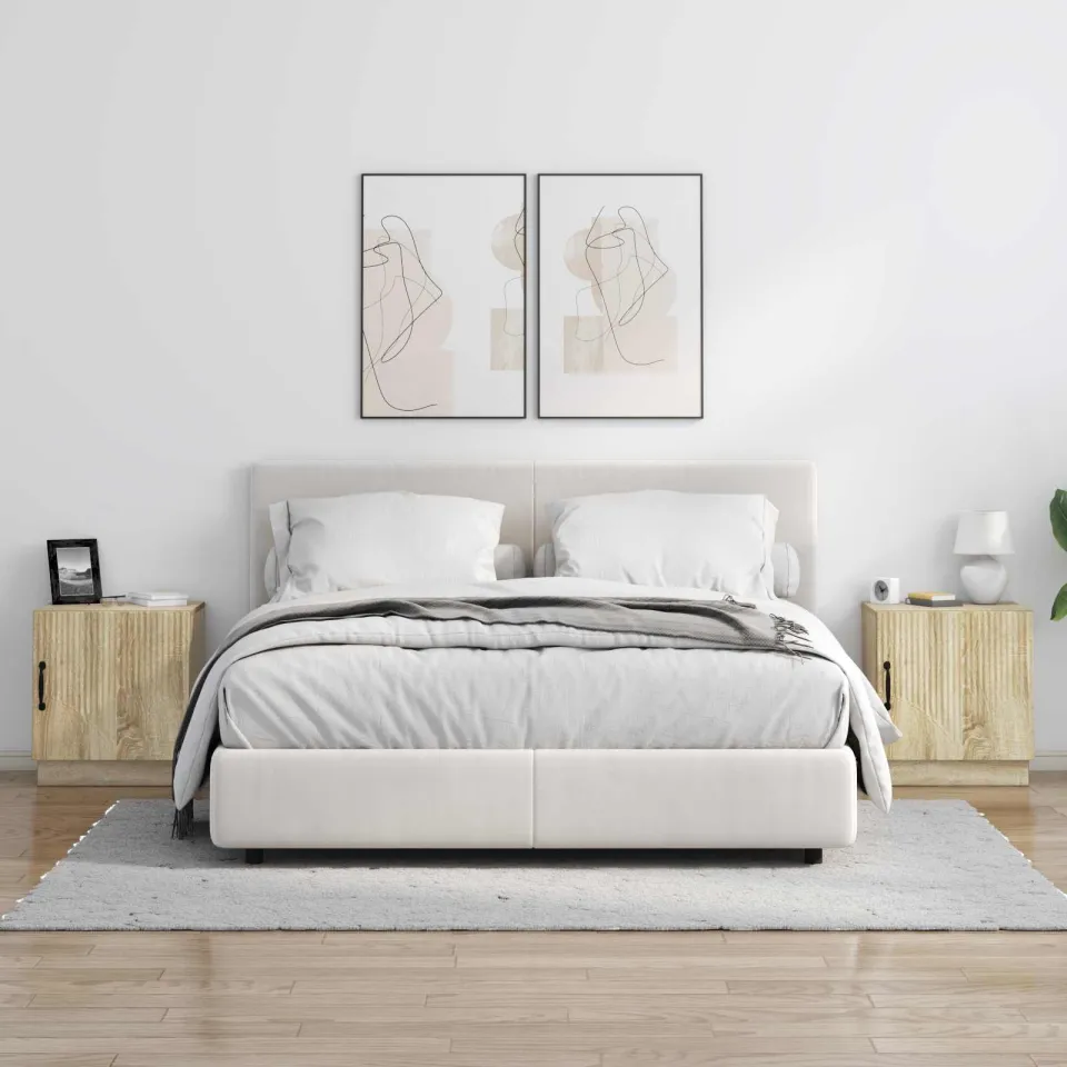 vidaXL Nachtkastje 2 st Sonoma Eiken 43 x 34,5 x 47 cm Bewerkt hout, foto 4