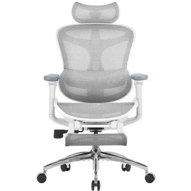 Sihoo DORO C300 JT Ergonomische Bureaustoel - Met voetsteun - Hoge Rugleuning - 4D-armleuningen - Dubbel Dynamische Lendensteun - Wit Wit - voetsteun