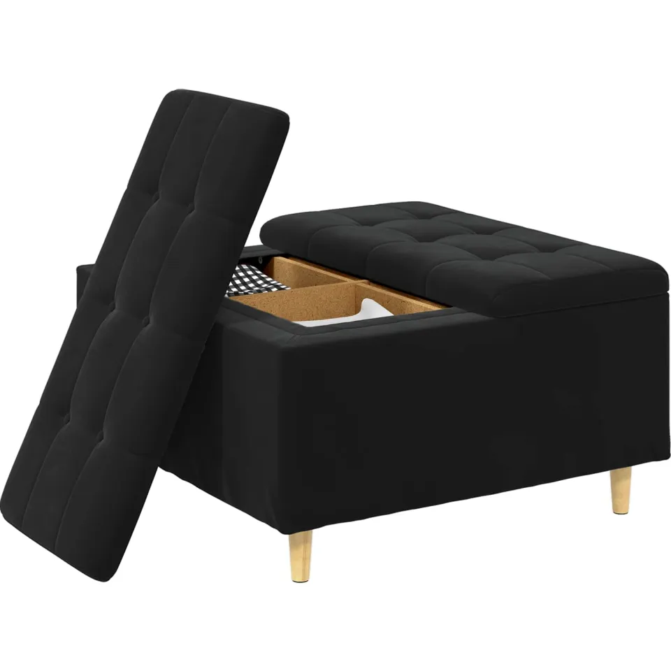 vidaXL Ottoman met Opbergruimte Zwart 80 x 80 x 45 cm Fluweel