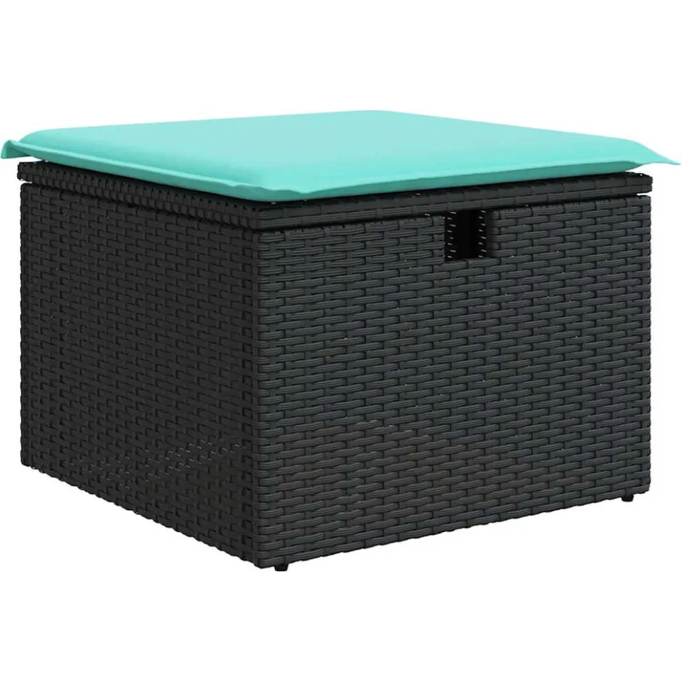 vidaXL 6-delige Loungeset met kussens poly rattan zwart, foto 4