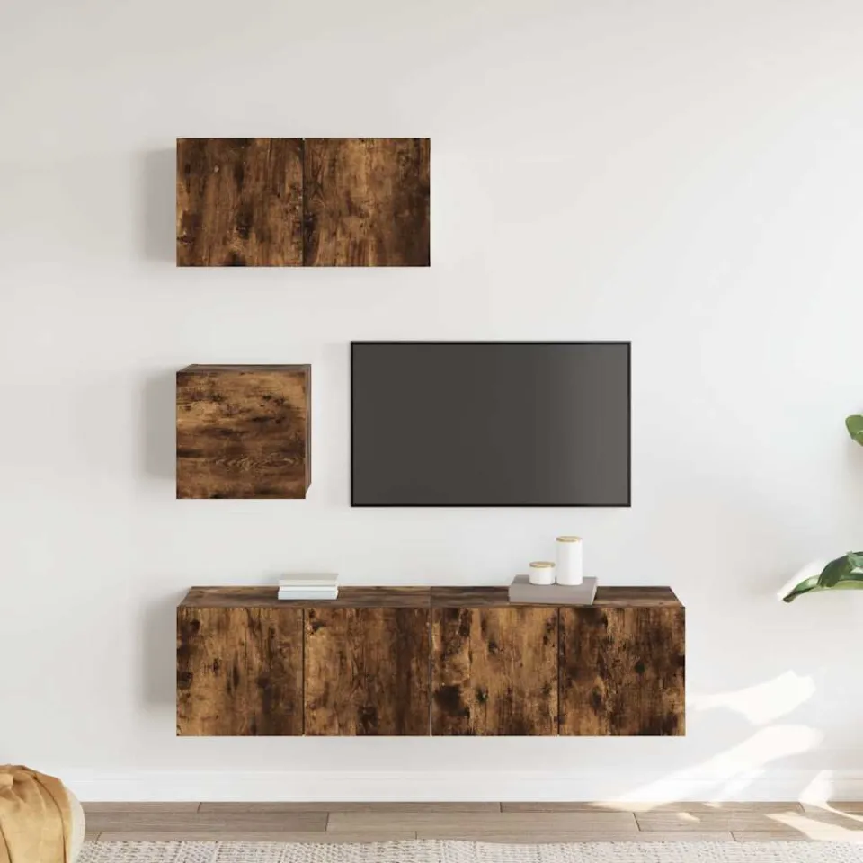 vidaXL 4-delige Tv-meubelset bewerkt hout gerookt eikenkleurig, foto 2