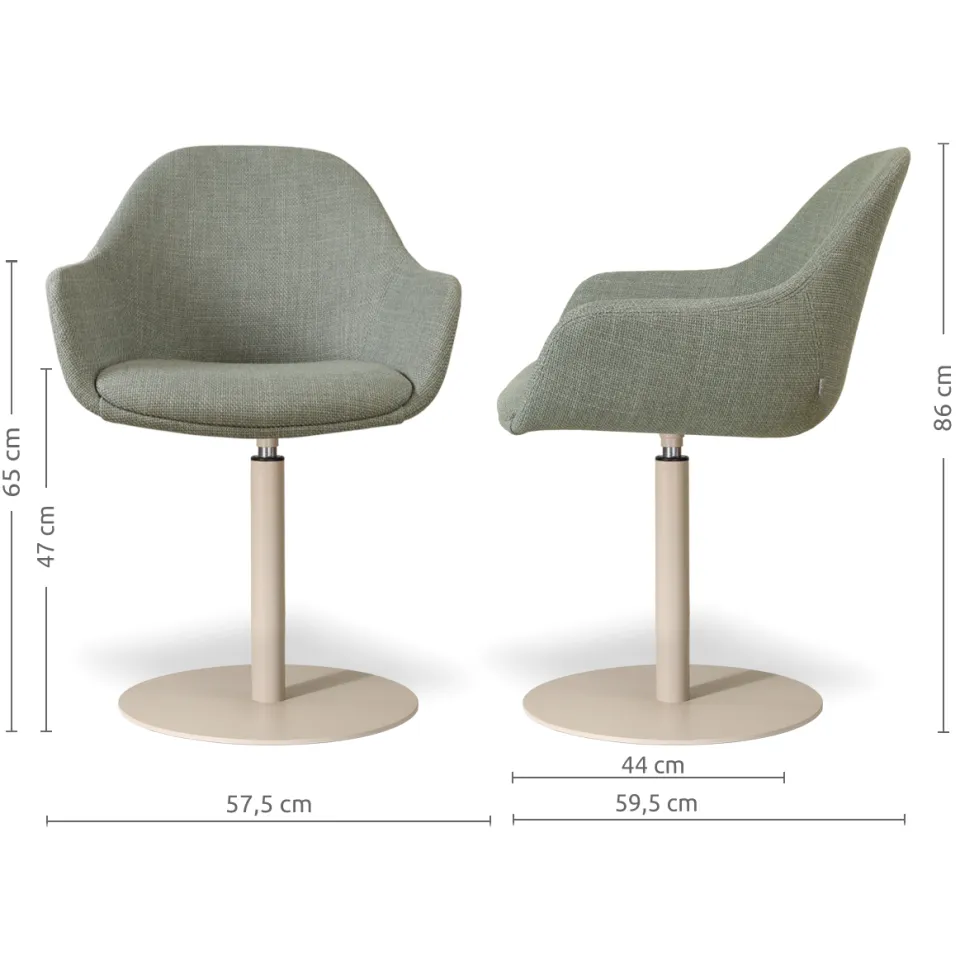 Nolon Niva-Mae draaibare tulp eetkamerstoel saliegroen - beige onderstel, foto 3