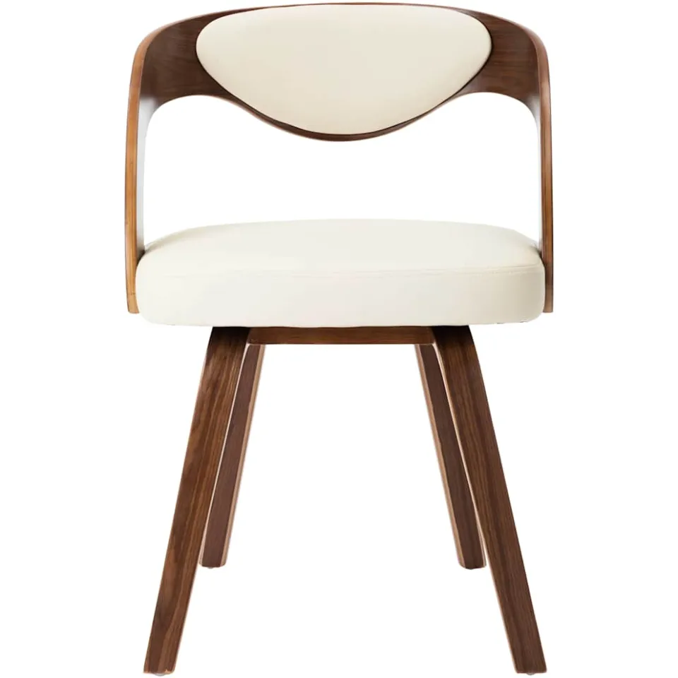 vidaXL Eetkamerstoelen 4 st gebogen hout en kunstleer crèmekleurig