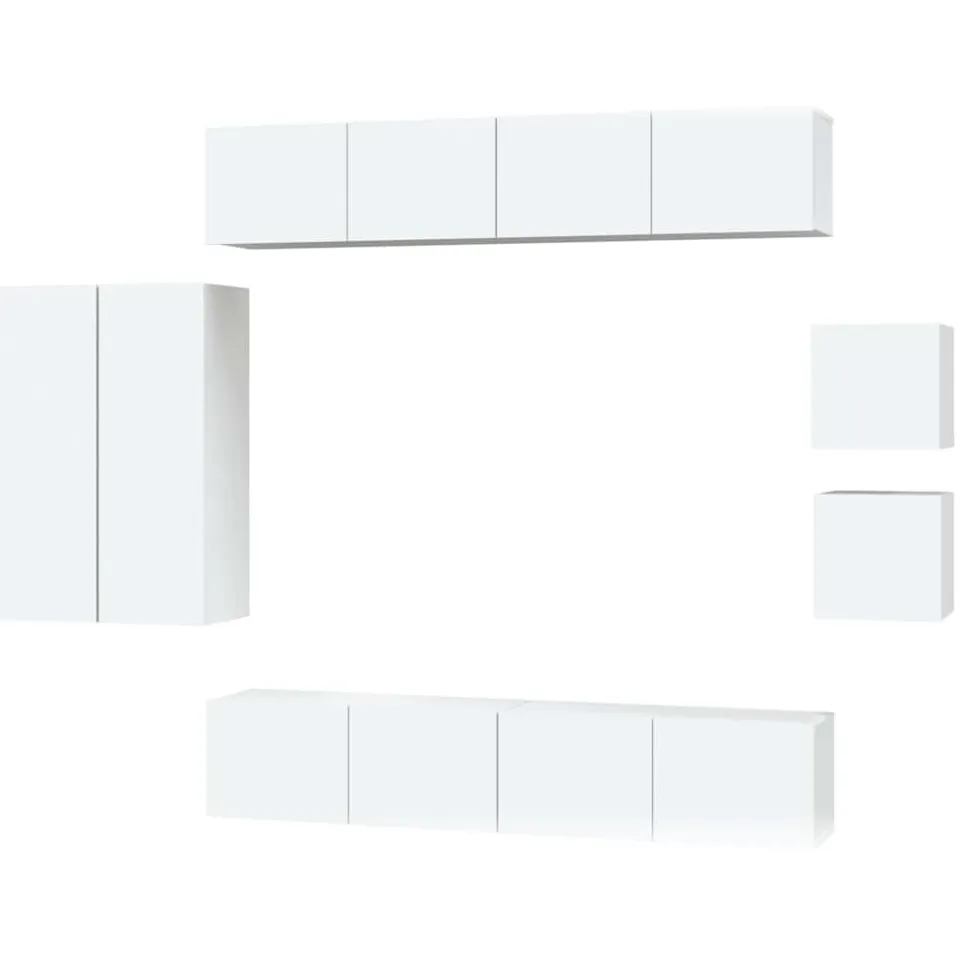 vidaXL 8-delige Tv-meubelset bewerkt hout wit, foto 3