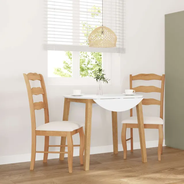 vidaXL Eetkamerstoelen met kussens 2 stuks natuurlijk massief hout rubber Bruin
