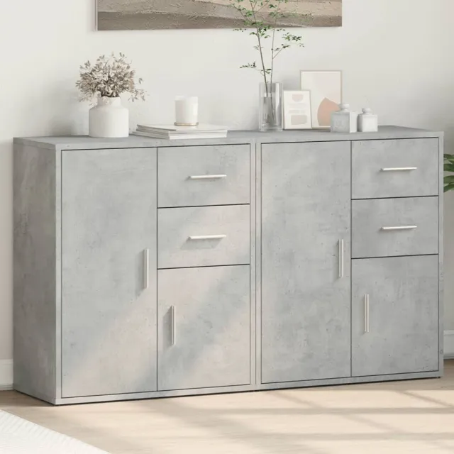 vidaXL Dressoirs 2 st 60x31x70 cm bewerkt hout betongrijs