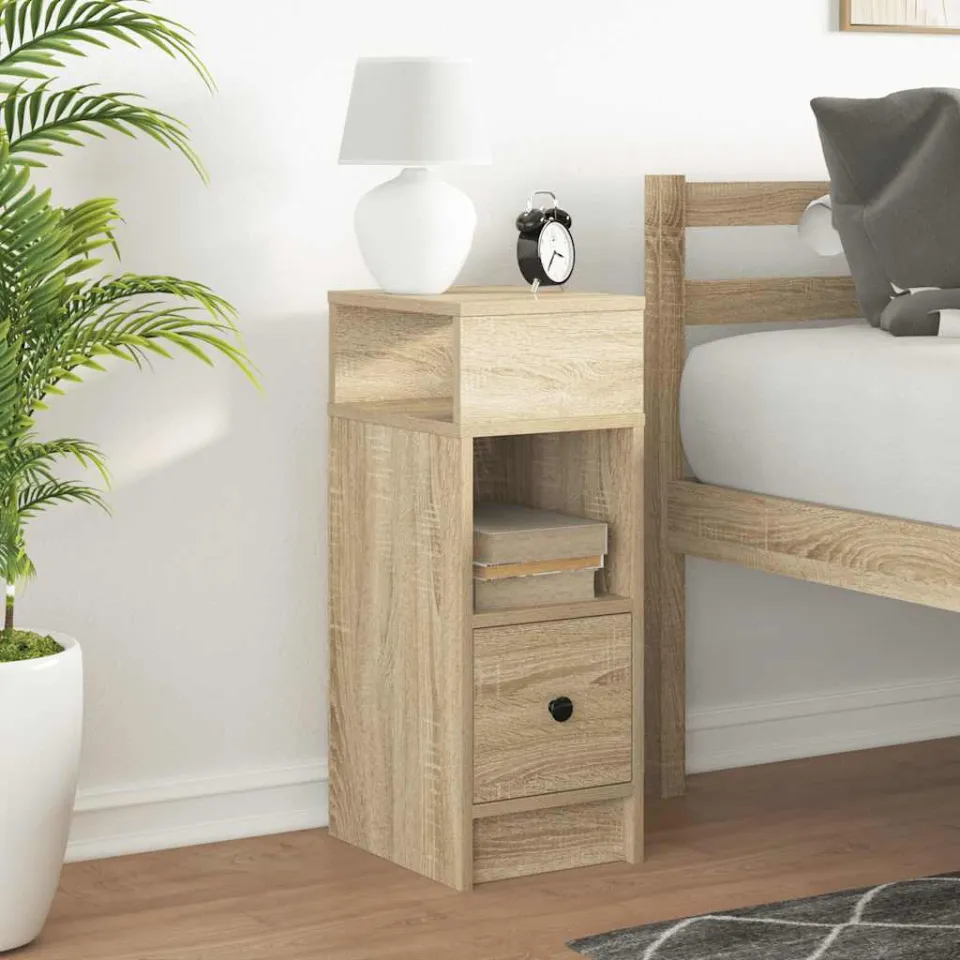 vidaXL Nachtkastje met lade 25x31x66 cm sonoma eikenkleurig, foto 2