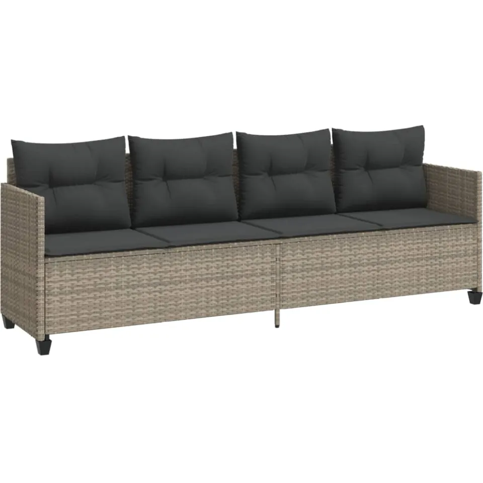 vidaXL 5-delige Loungeset met kussens poly rattan lichtgrijs grijs