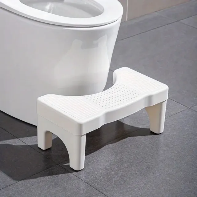 Daity 1 Toiletkruk voor volwassenen - Extra brede basis en antislipoppervlak - stevige kunststof constructie - met ergonomische voetensteun - Geschikt voor senioren en zwangere vrouwen - Veiligheidskruk voor in de badkamer（wit）