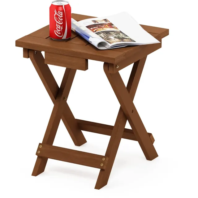 Ibenzoa Opvouwbare bijzettafel voor buiten met hout en compacte afmetingen Bruin