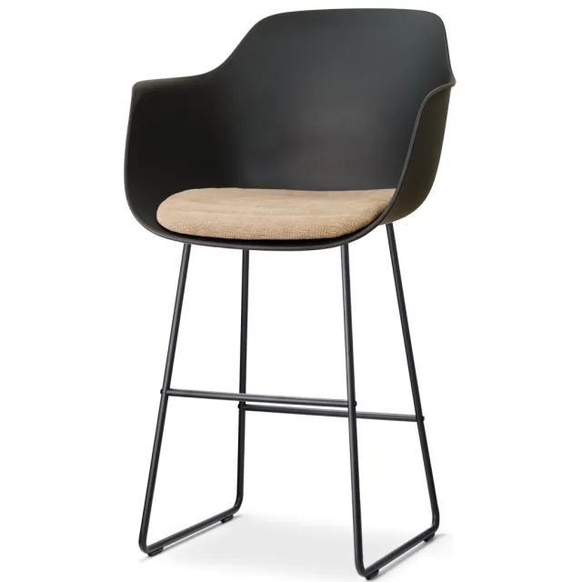 Nolon Nino-Liz barkruk zwart met nougatbruin zitkussen - zwart onderstel - 75 cm