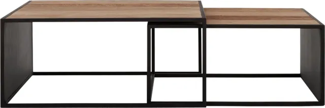 DTP Home Cosmo salontafel set van 2 vierkant teakhout naturel - 80 x 80 x 35 cm
