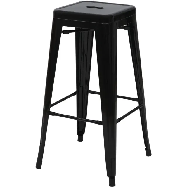 MCW Set van 4 barkrukken MCW-A73, barkruk tegenkruk, metalen industrieel ontwerp stapelbaar ~ zwart