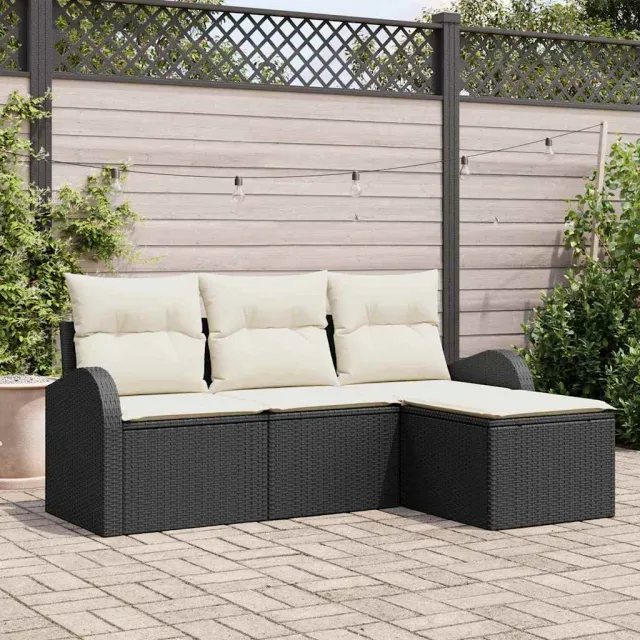 vidaXL Tuin Sofa Set Zwart poly rattan, foto 2