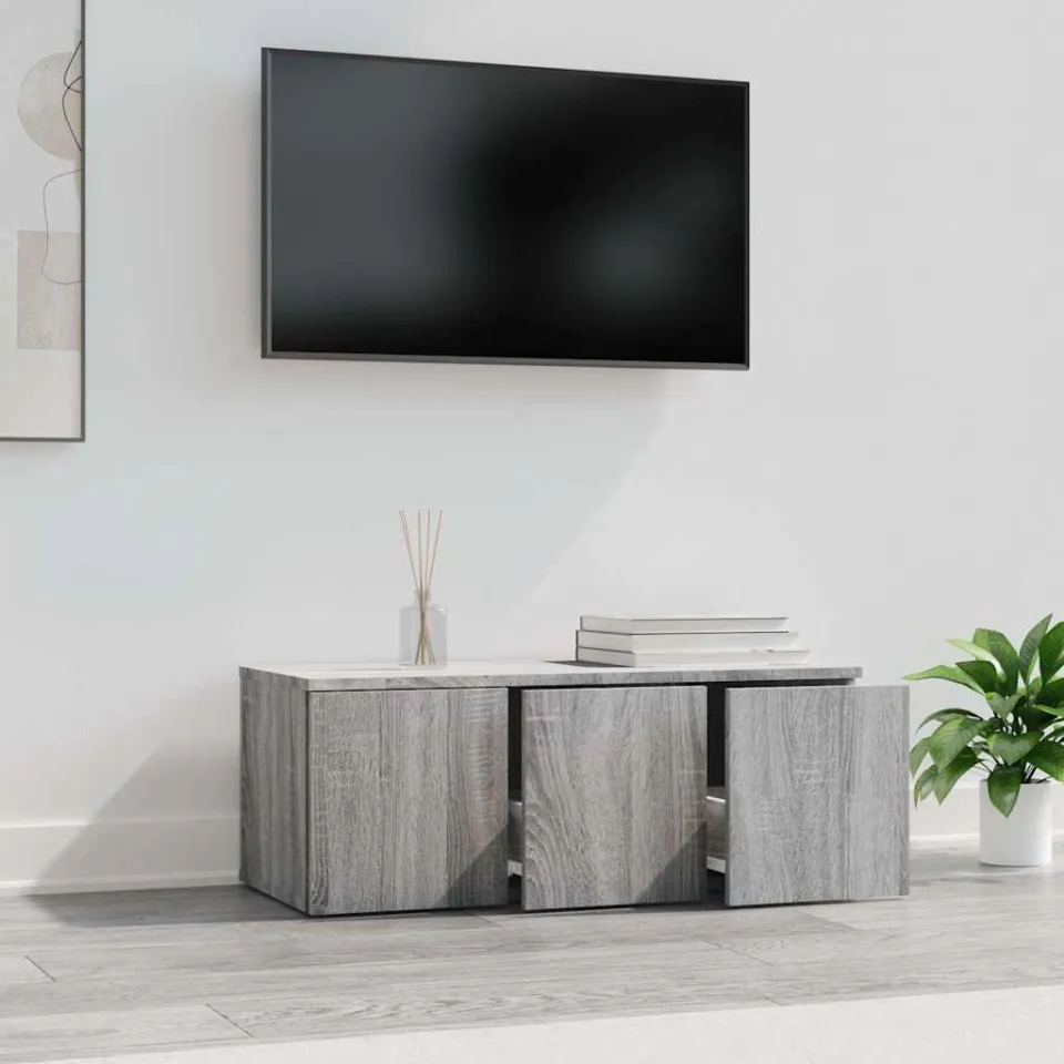 vidaXL Tv-meubel 80x34x30 cm bewerkt hout grijs sonoma eikenkleurig, foto 4
