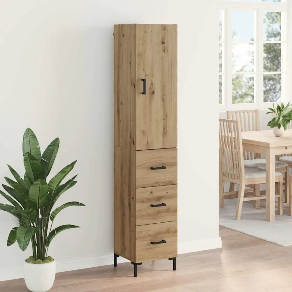 vidaXL Hoge kast Artisan Eiken 34,5 x 34 x 180 cm Bewerkt hout, foto 4