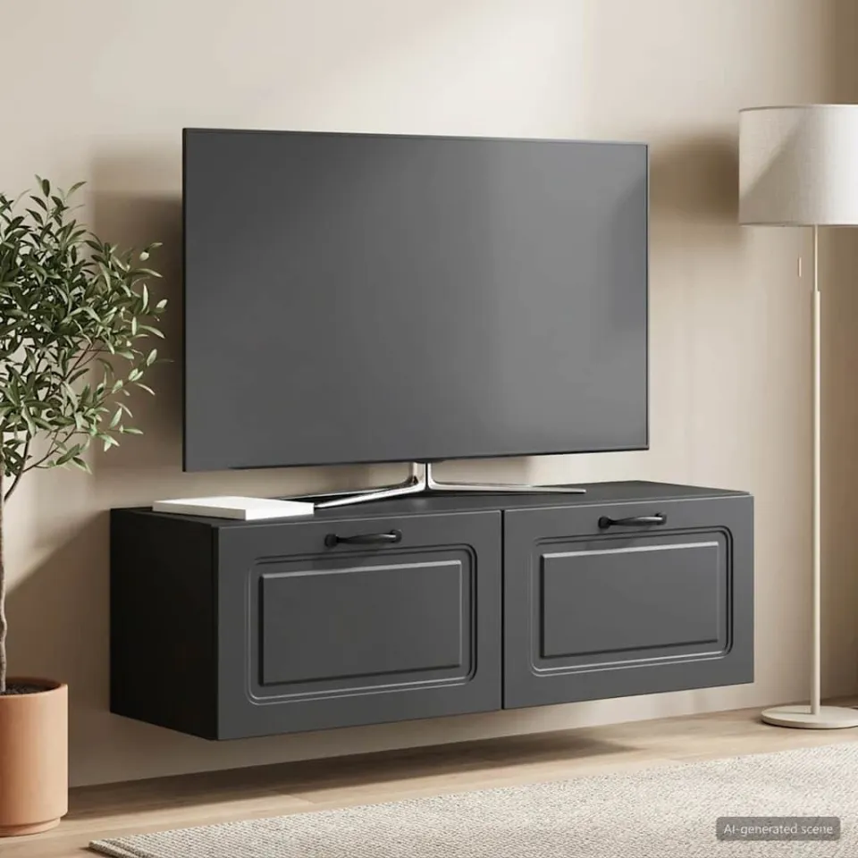 vidaXL Wandbeugel TV-kast Zwart 98 x 31 x 30 cm Bewerkt hout, foto 4
