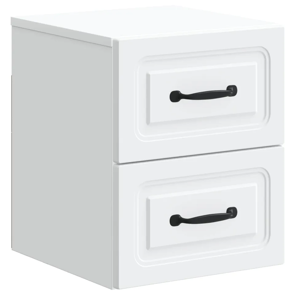 vidaXL Wandbeugel Bedkast met lade Wit 34,5 x 33 x 40 cm Bewerkt hout, foto 3